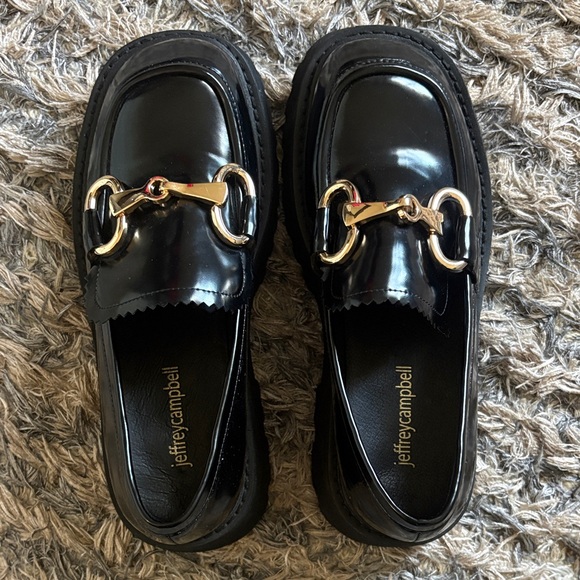 Jeffrey Campbell Black Loafers with Gold Accent - Picture 5 of 5